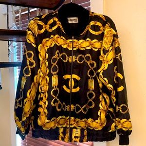 Vintage Chainlink Print w/ Double C Bomber Jacket